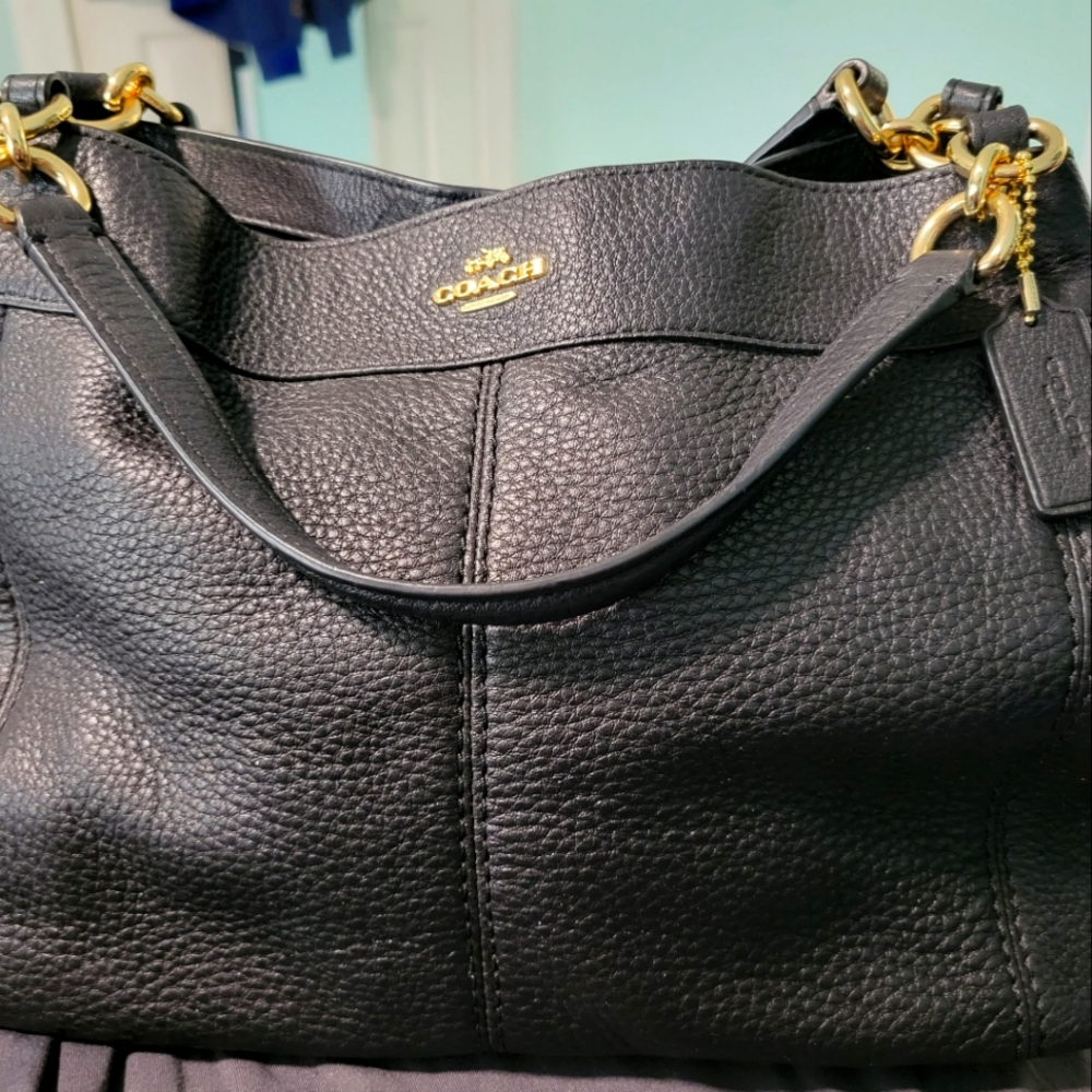 Black soft leather coach purse